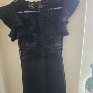 Black Lace Ruffle Sleeve Dress – Size L